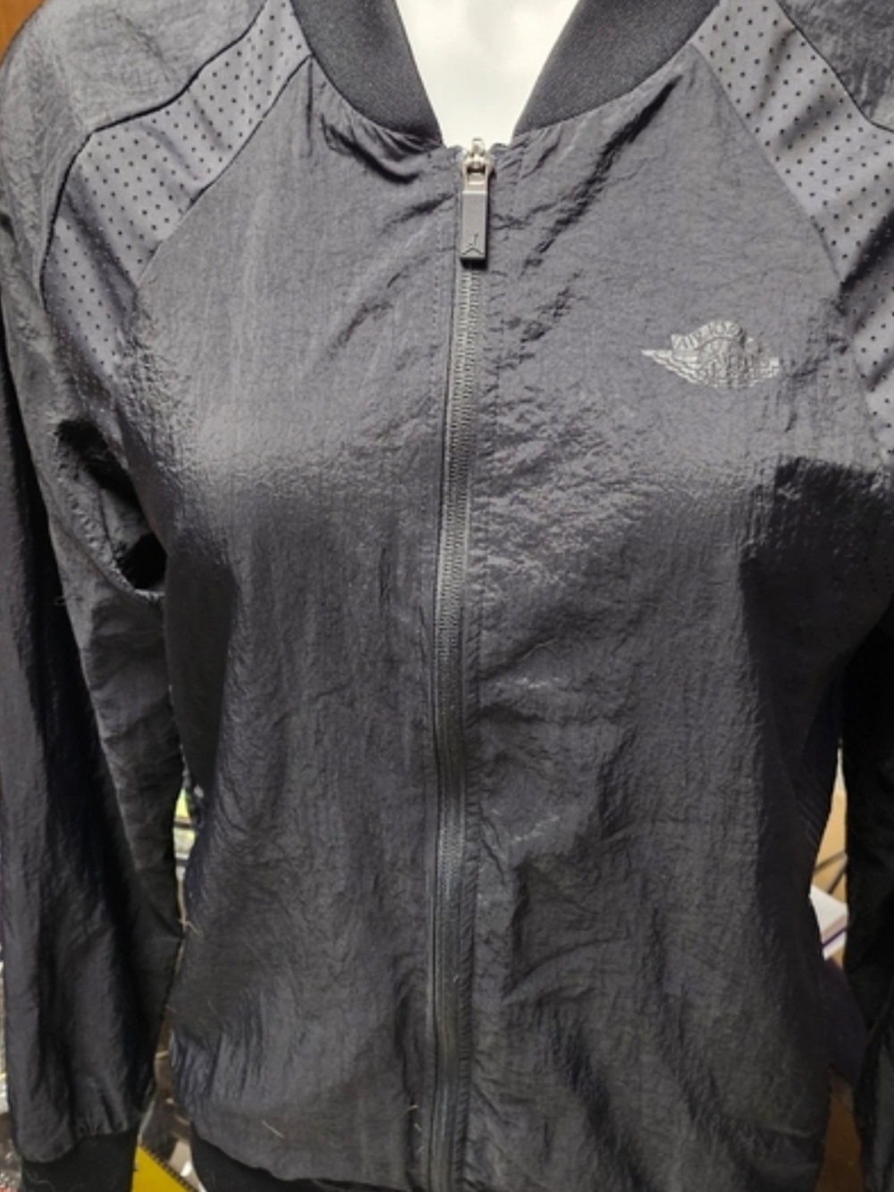 Jordan Women's Black Perforated Shoulder Bomber Jacket
